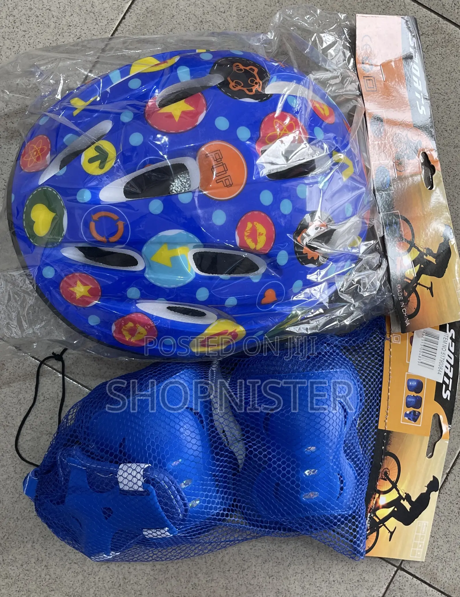 Kids Helmet, Arm and Knee Support Gears Blue