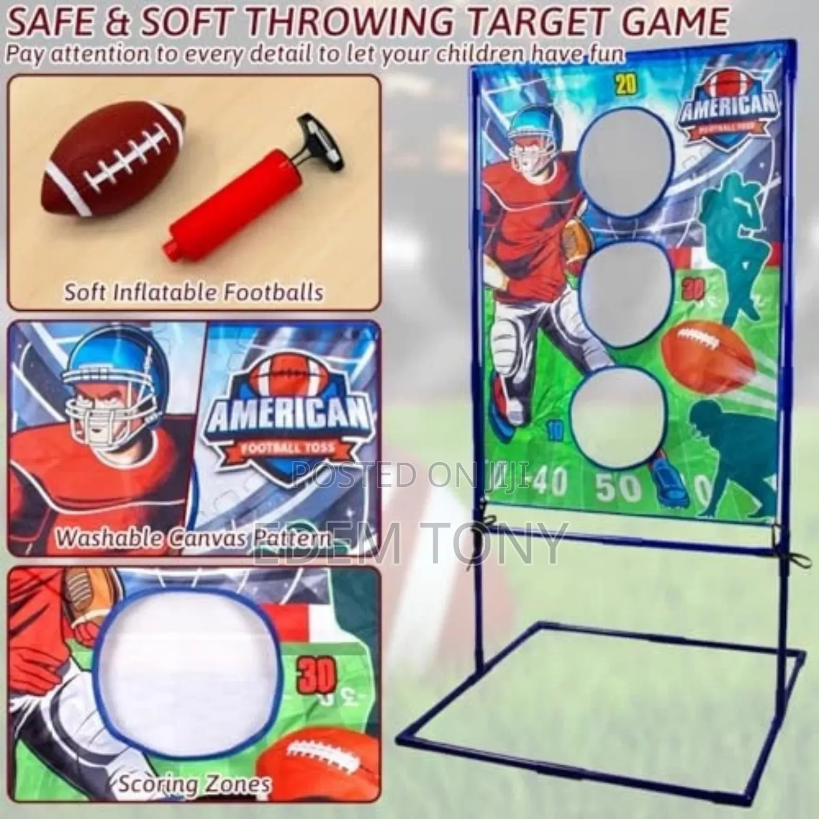 Football Toss Game With 4 Inflatable Balls, Throwing Target Games