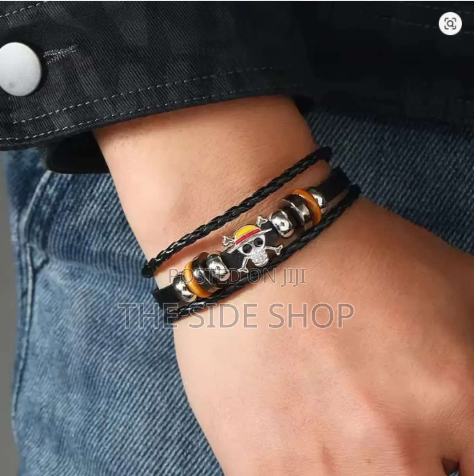 One Piece Straw Hat Leather Bracelet