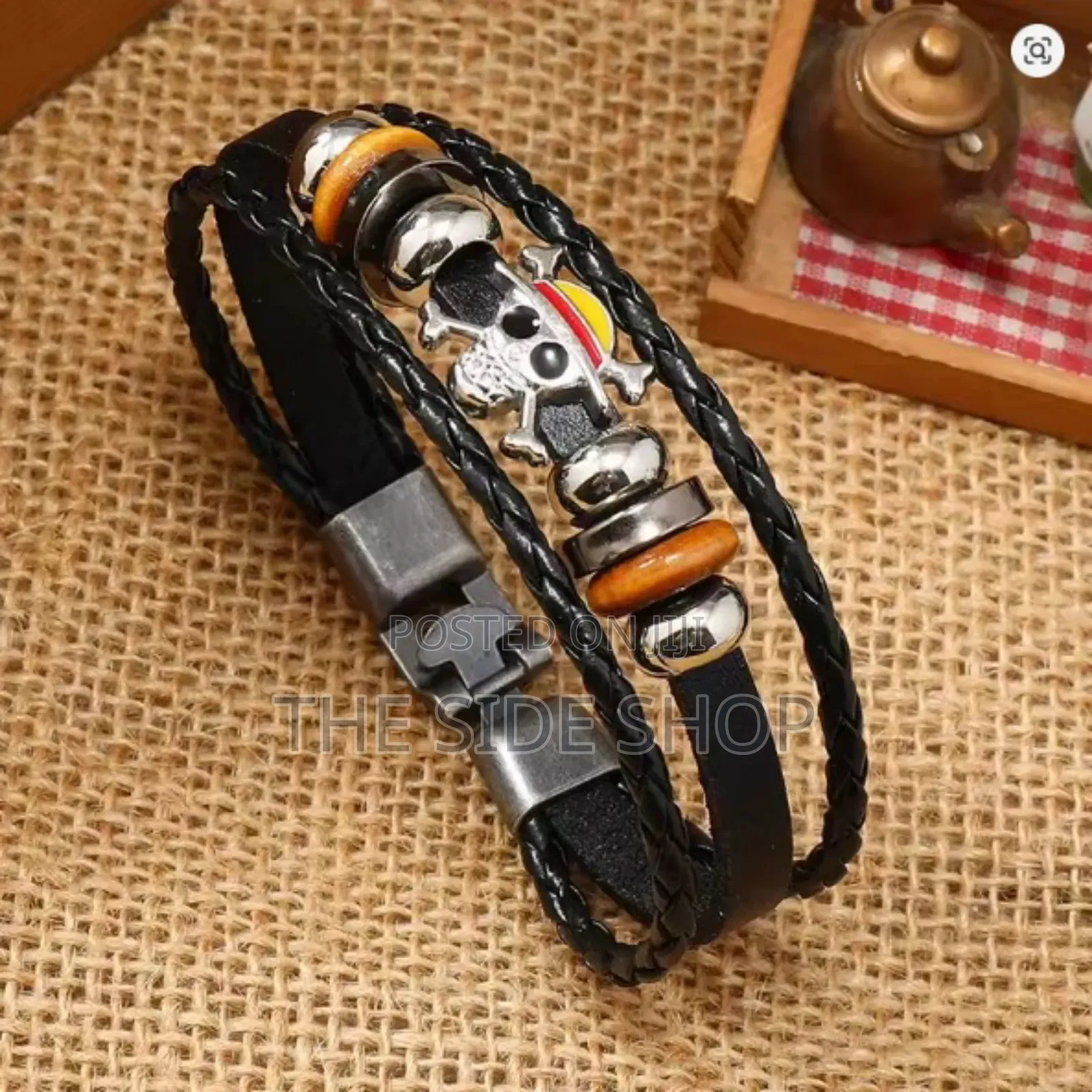 One Piece Straw Hat Leather Bracelet