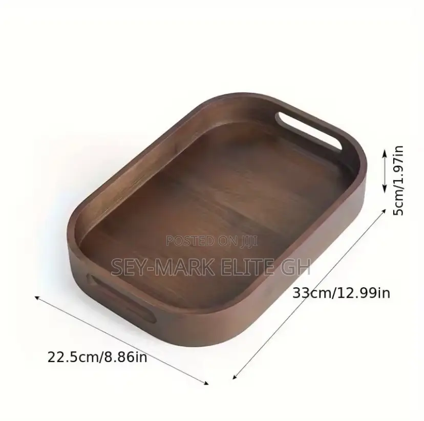 3 Set Quality Dark Wooden Serving Tray