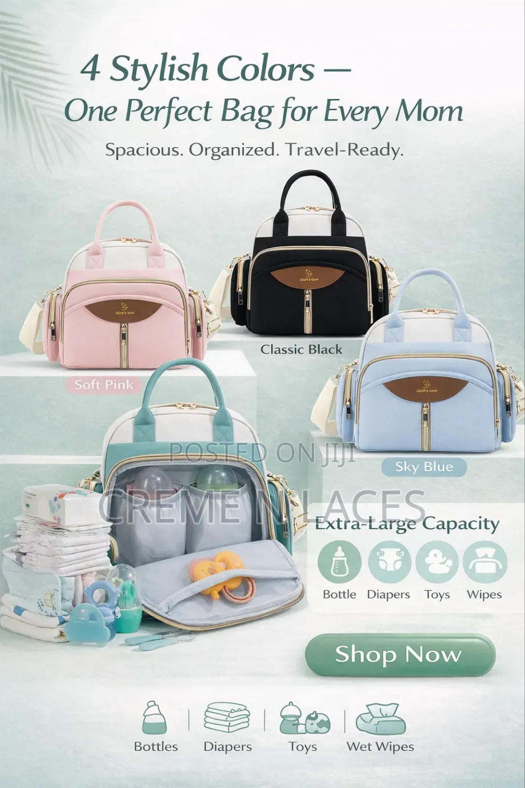 Multifunctional Diaper Bag for Moms – Spacious, Stylish Organized