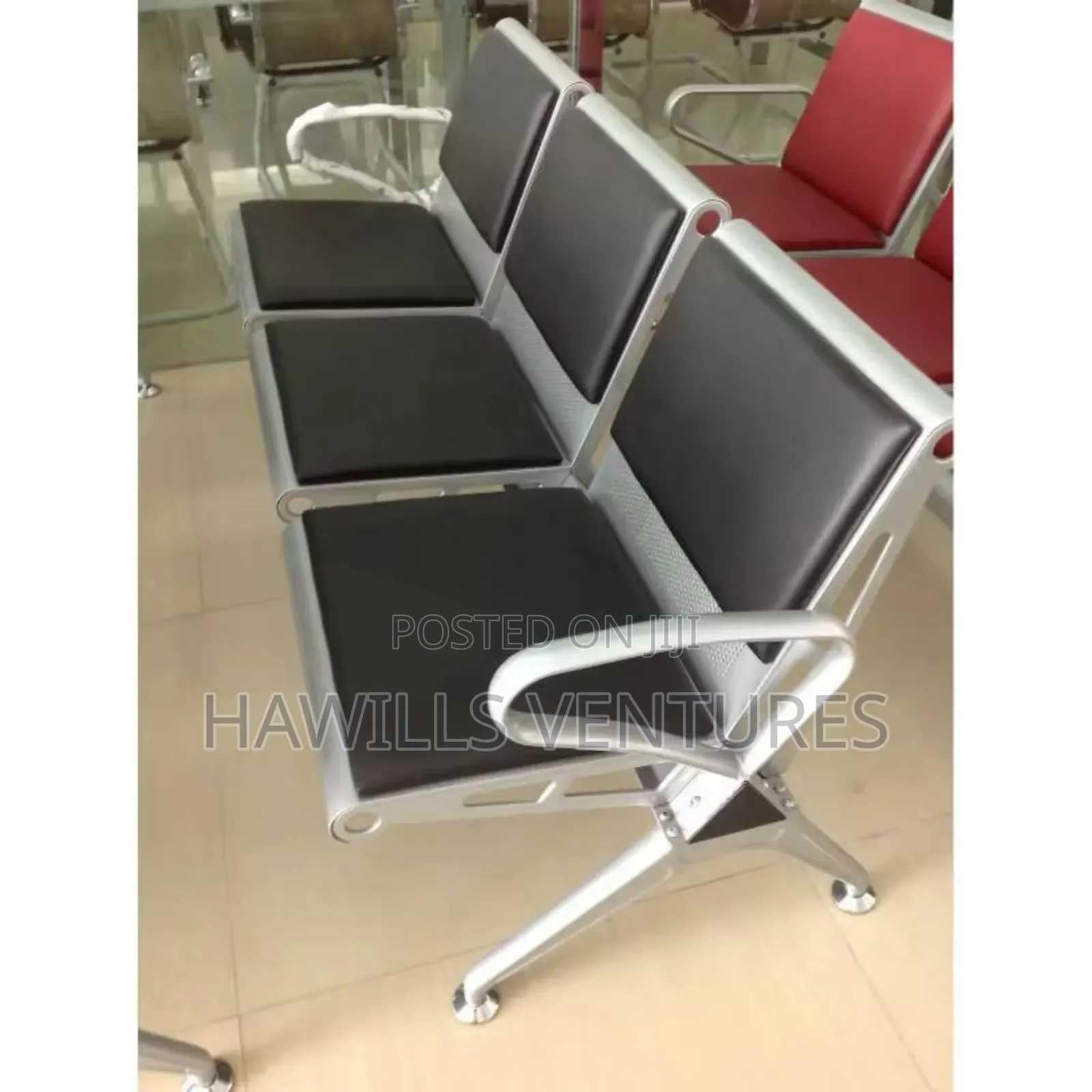 Black 3 in 1 Metalic Waiting Chair