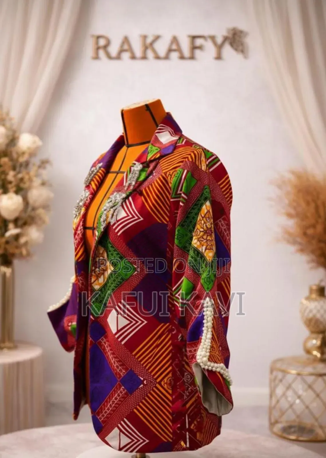 Female African Print Jacket With Accessories