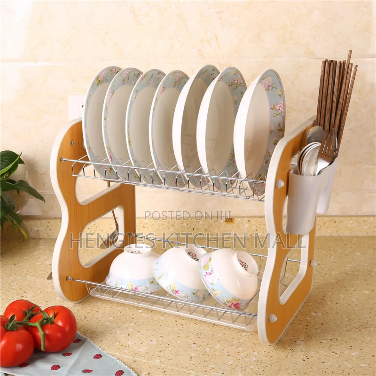2-Layer Dish Rack (Side Wooden)