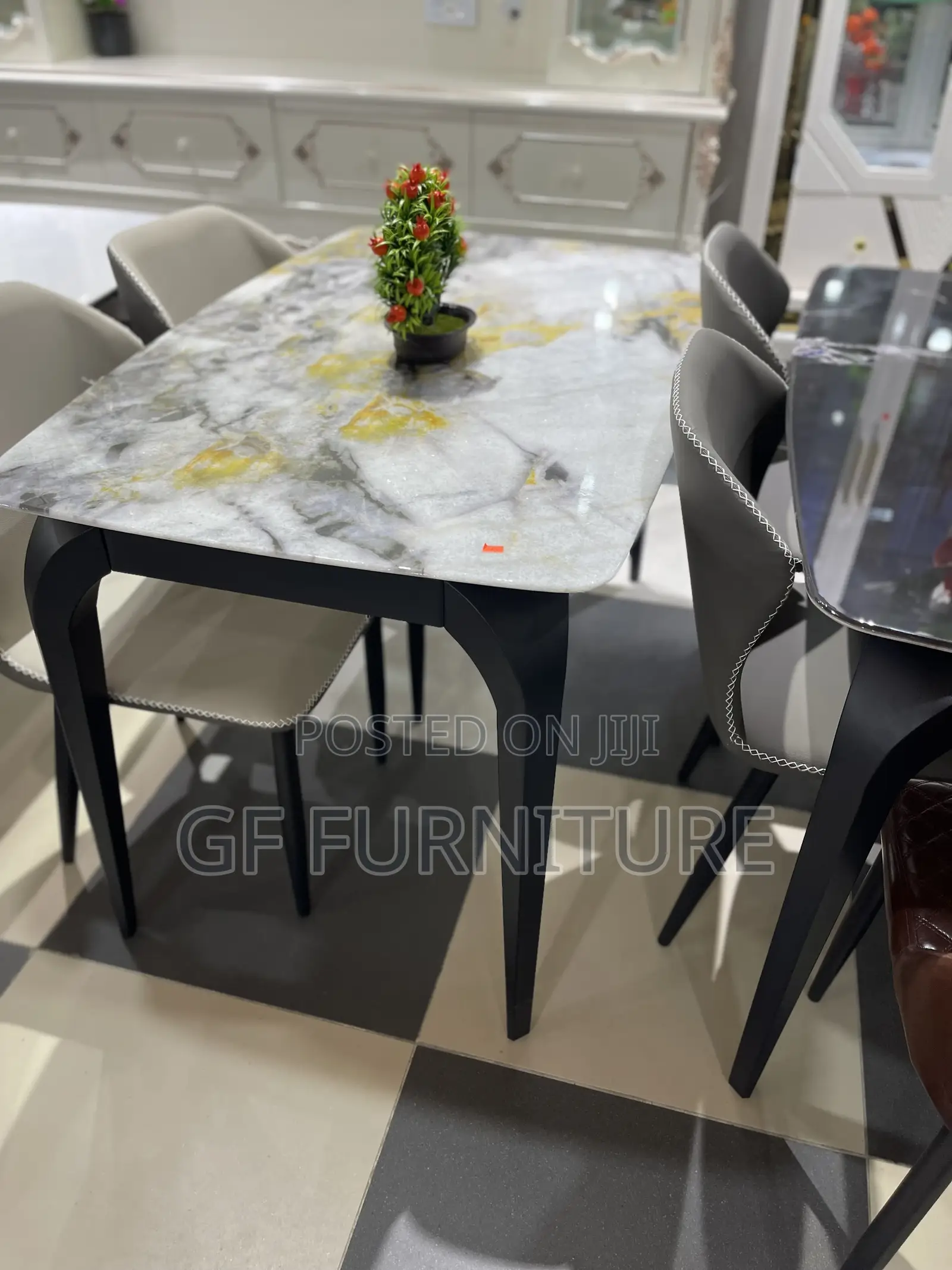 Modern Marble-Top Dining Set(4 Chairs)