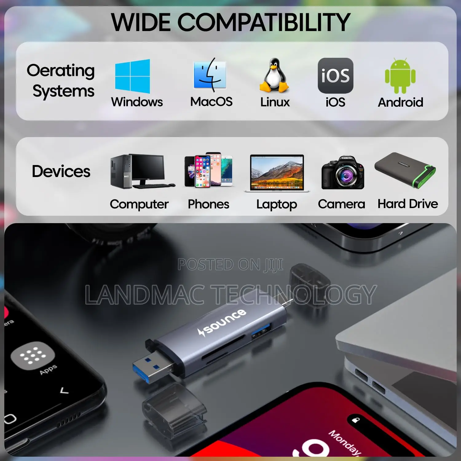 6 In1 Usb3.0 Type-C Otg Sd/Tf/U Aluminum Multi-Function