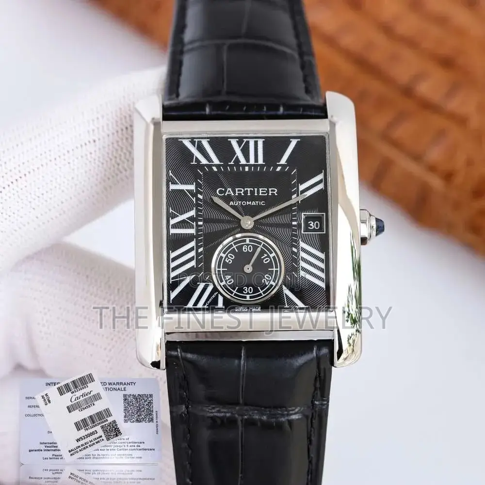Cartier Tank Mc Men's Watch Stainless Steel With a Black