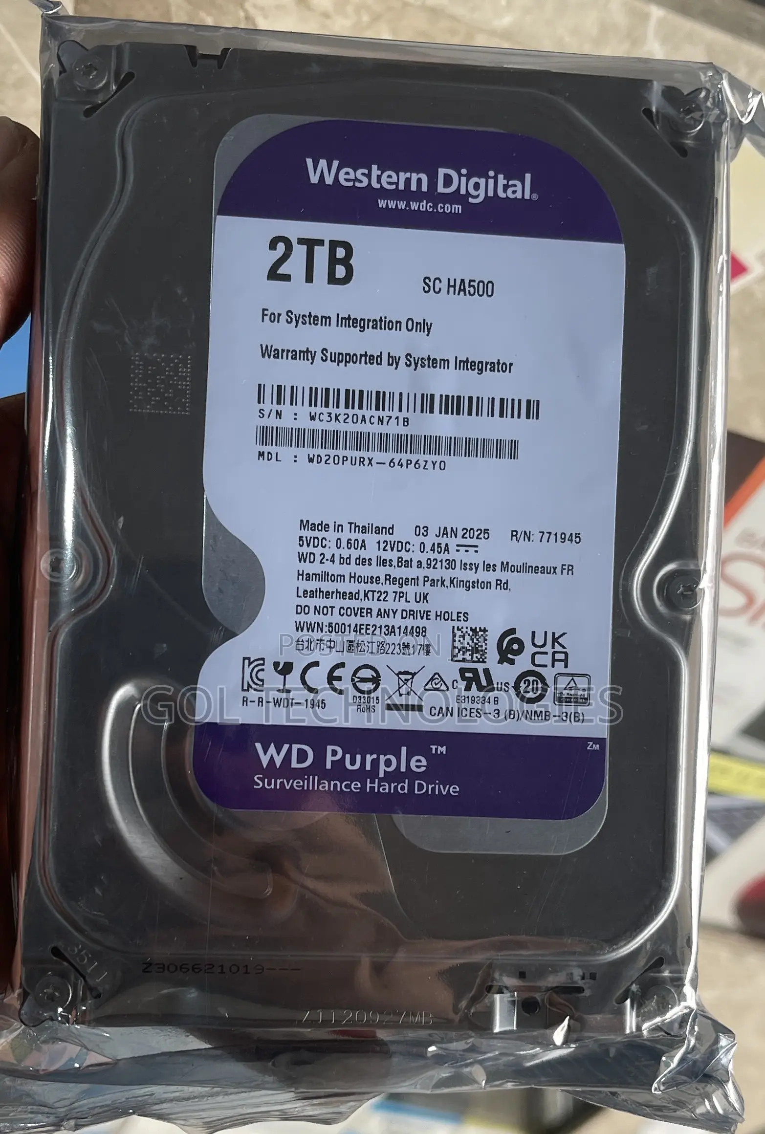 2 Tb Western Digital Purple Surveillance Internal Hdd