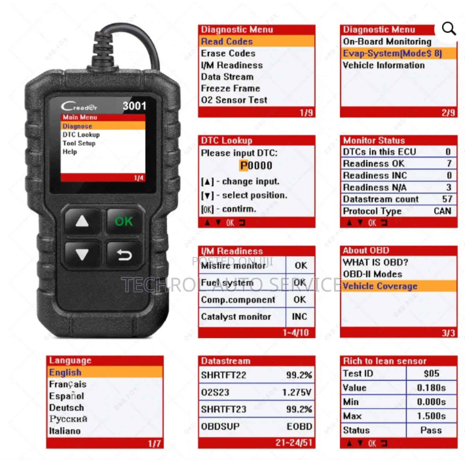 Launch 3001 Code Reader,Check Engine Light Checkn Clearing Creader3001