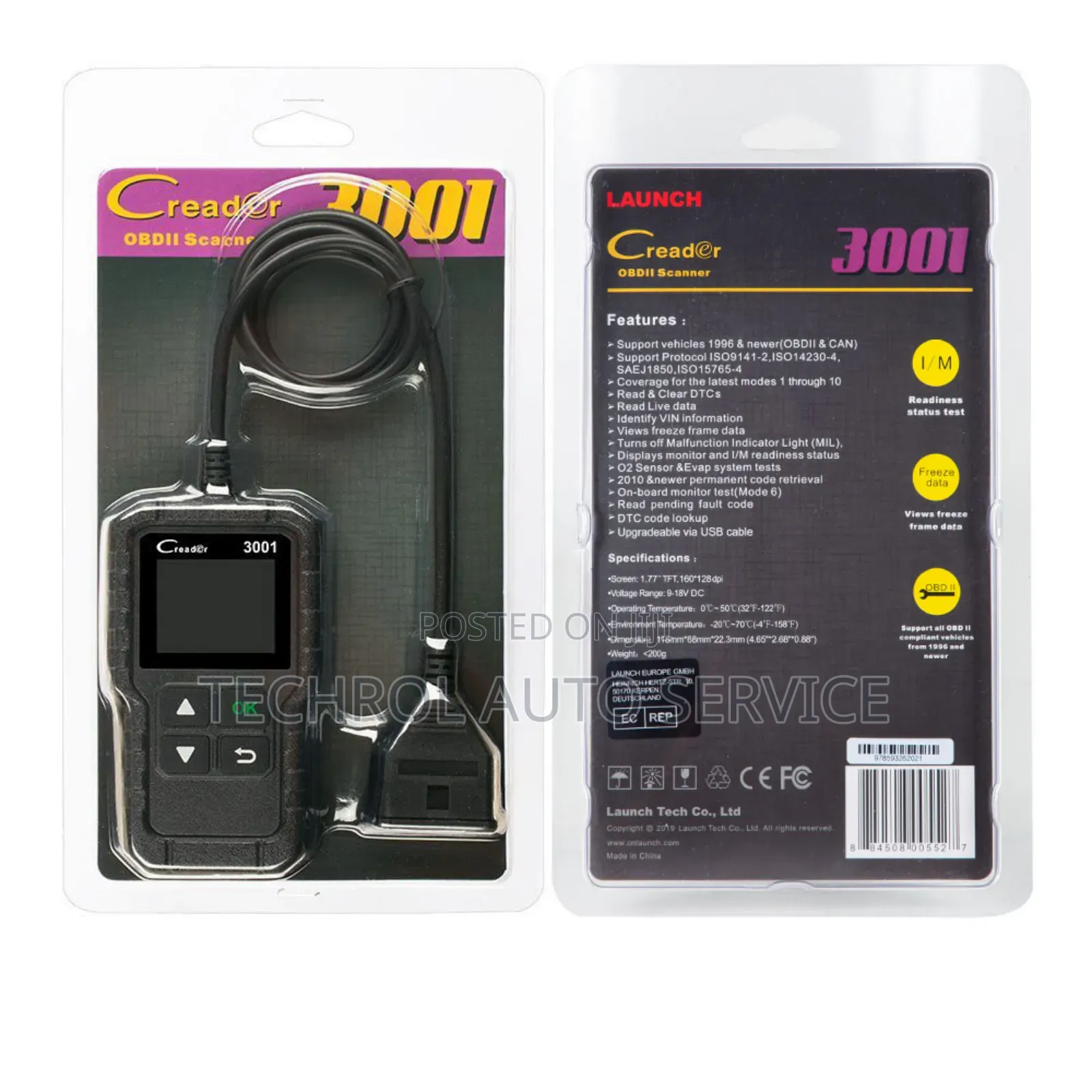 Launch 3001 Code Reader,Check Engine Light Checkn Clearing Creader3001