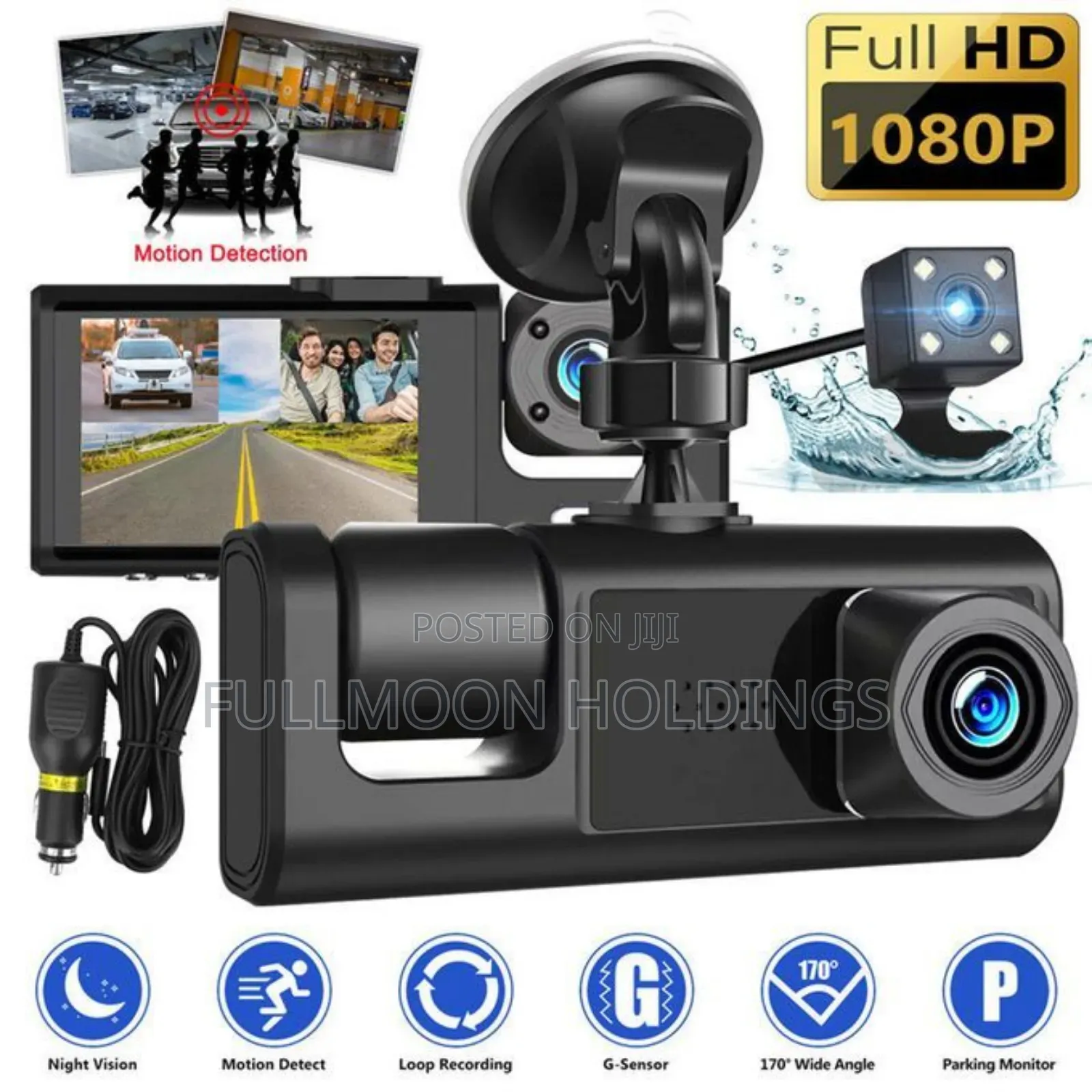 3 Cameras Dash Cam Clear Video Recording
