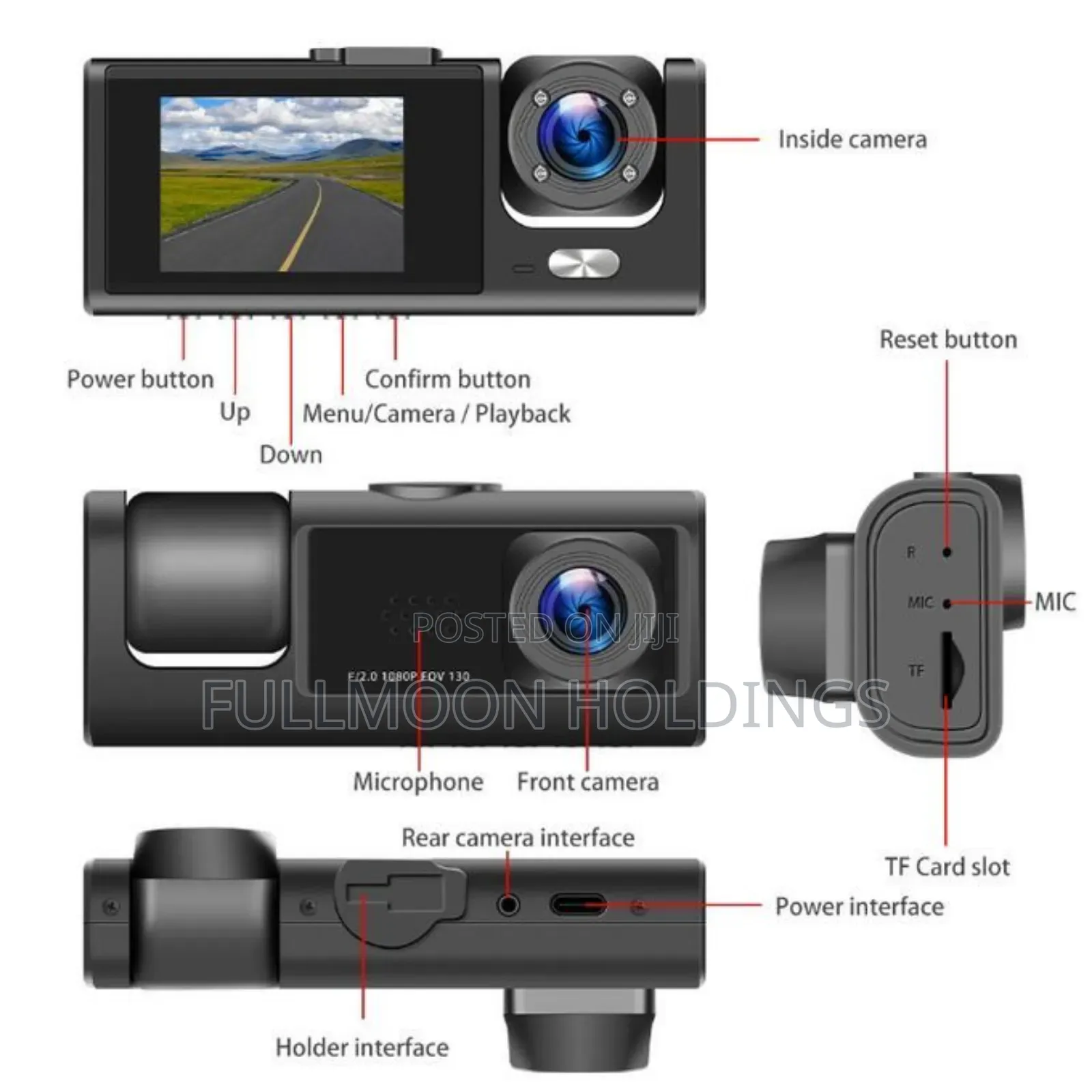 3 Cameras Dash Cam Clear Video Recording