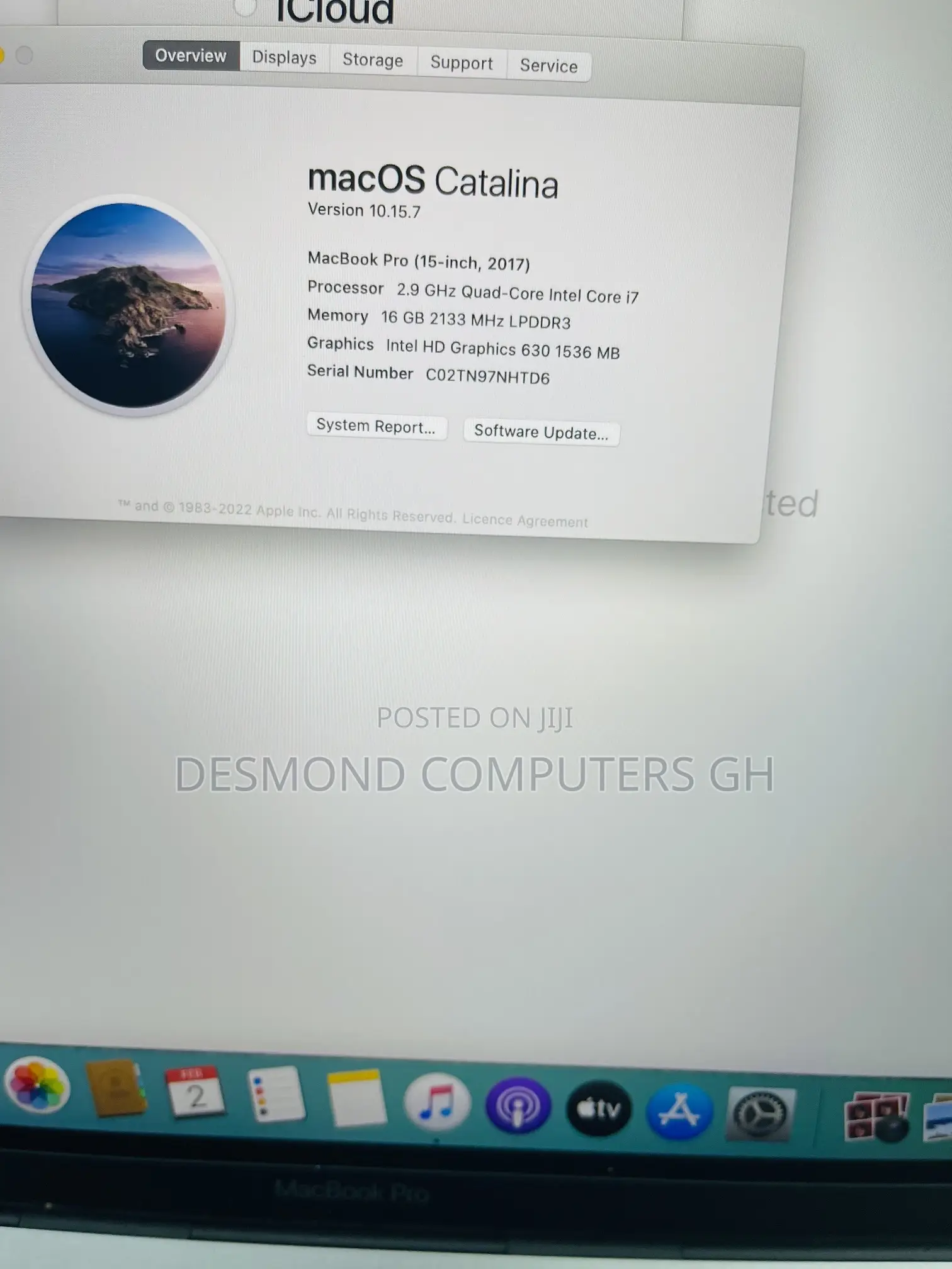 Laptop Apple MacBook Pro 2017 16GB Intel Core i7 SSD 512GB