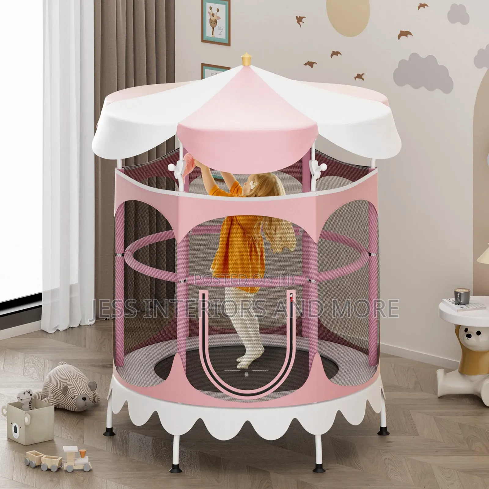 Kids Trampoline With Detachable Canopy