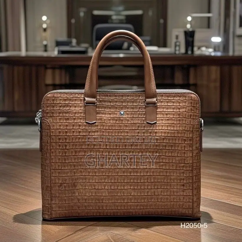 Modern Croc-Embossed Executive Briefcase