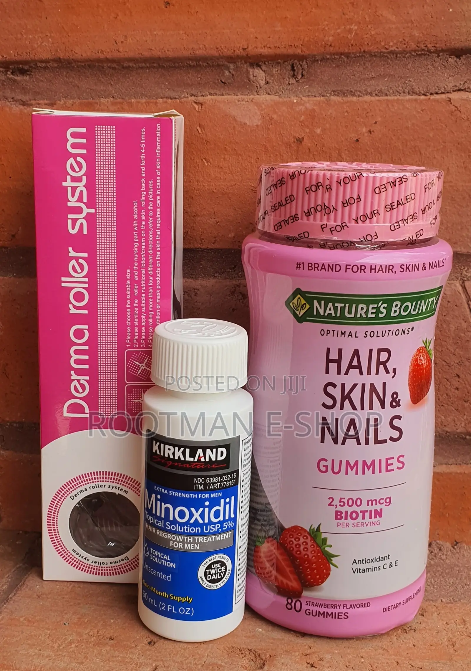 Elite Hair, Skin Nail Care Set (D.Roller, Minoxidil, Biotin)