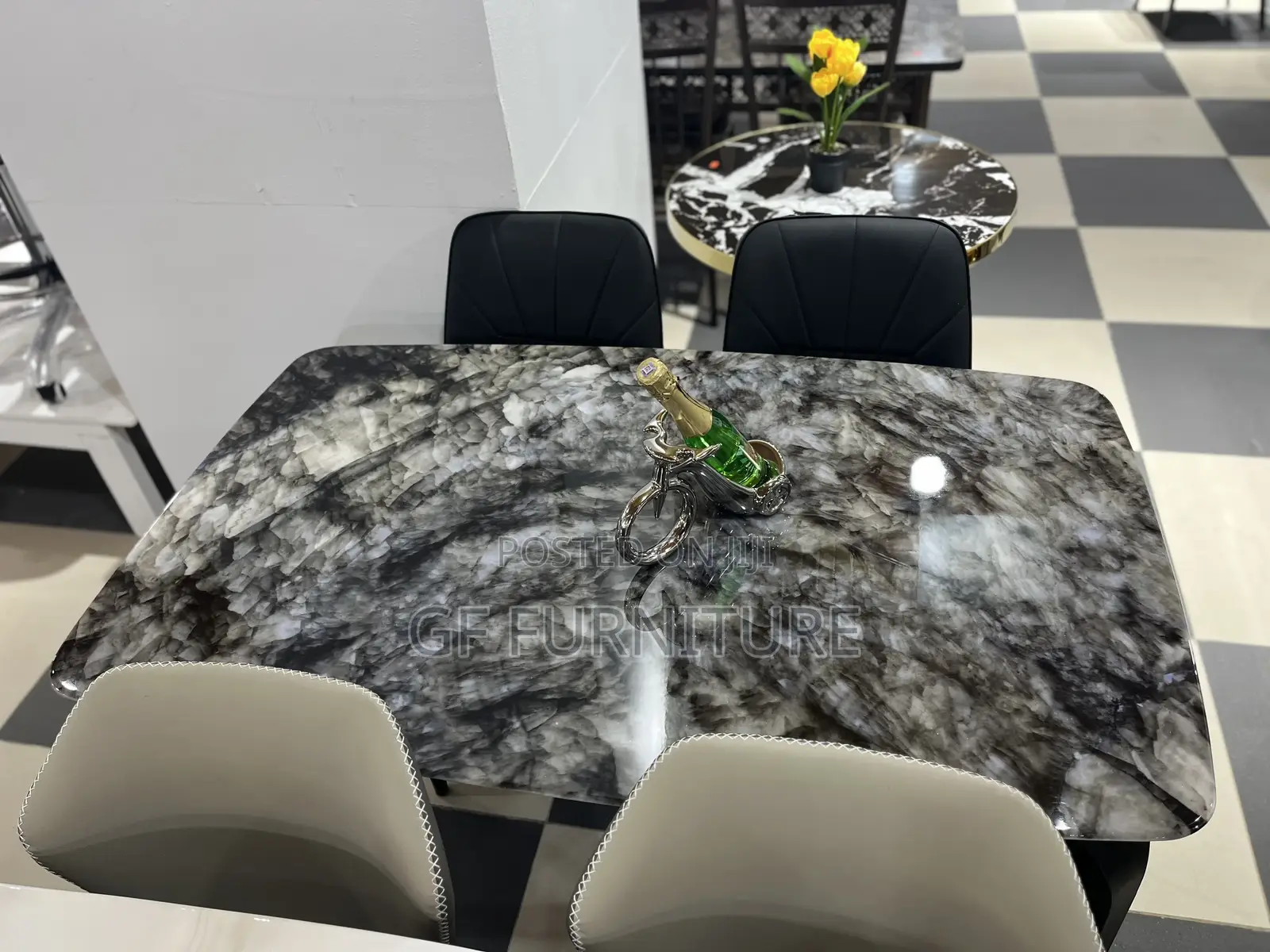 Modern Marble-Top Dining Set(4 Chairs)