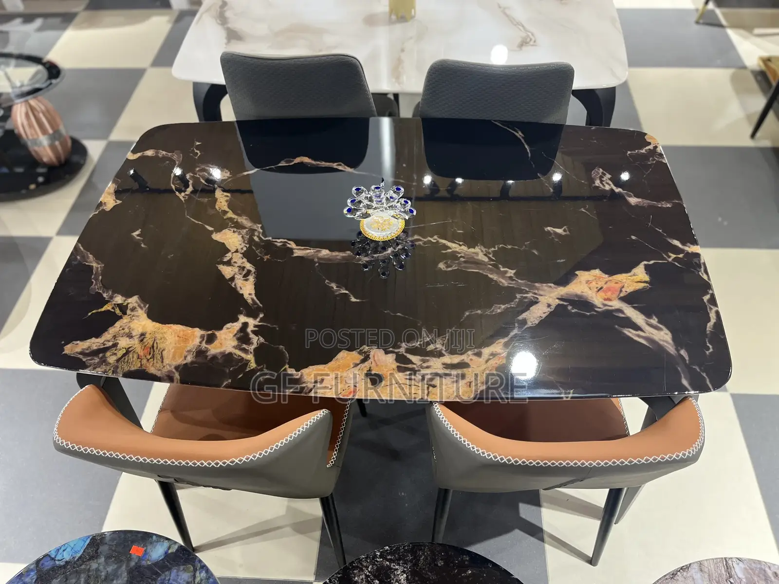 Modern Marble-Top Dining Set(4 Chairs)