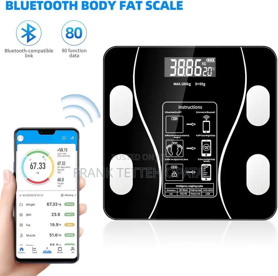 Bluetooth 180kg Lcd Electronic Digital Body Weight Scale