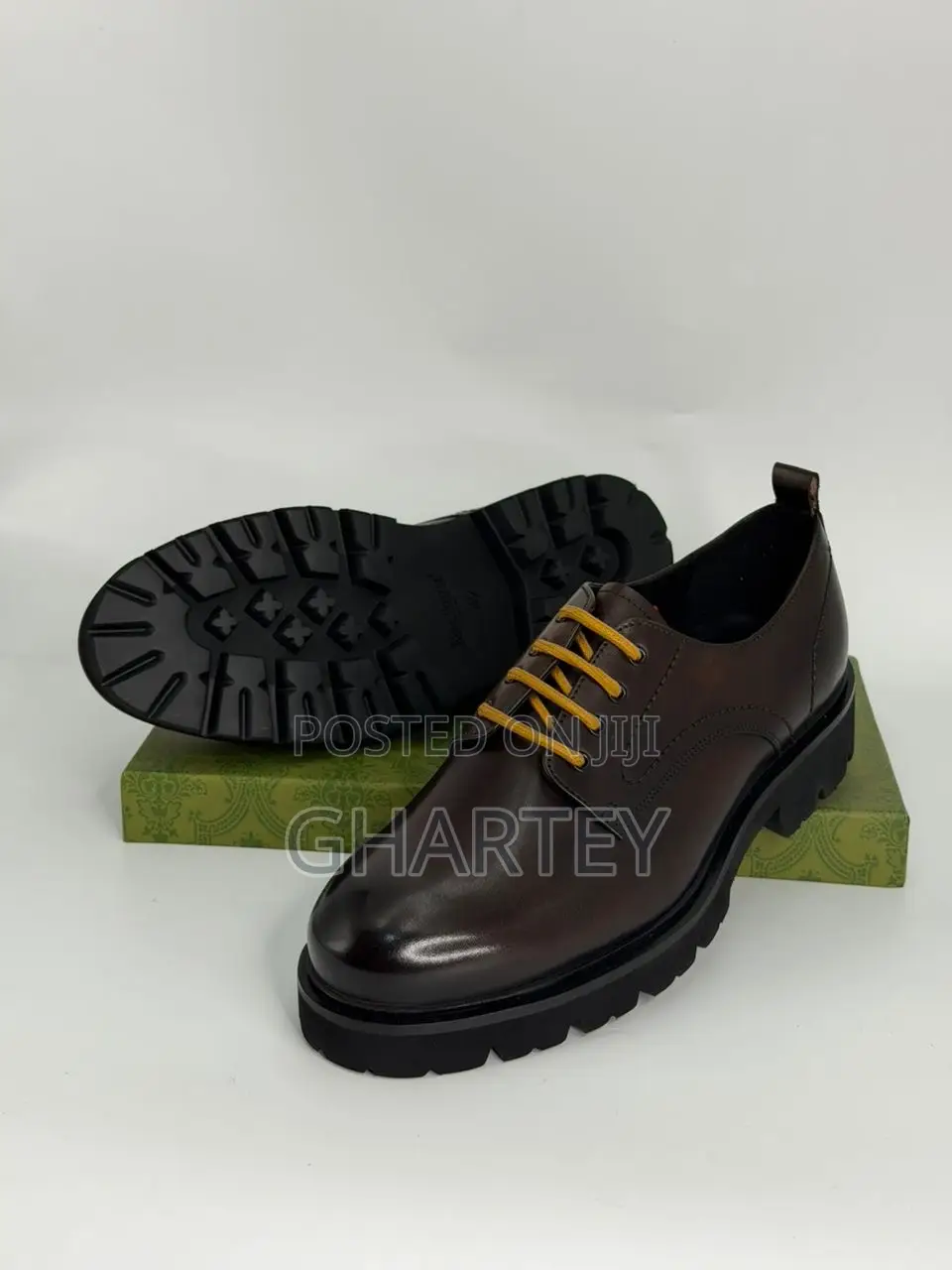 Modern Black Leather Derby Shoes With Chunky Sole