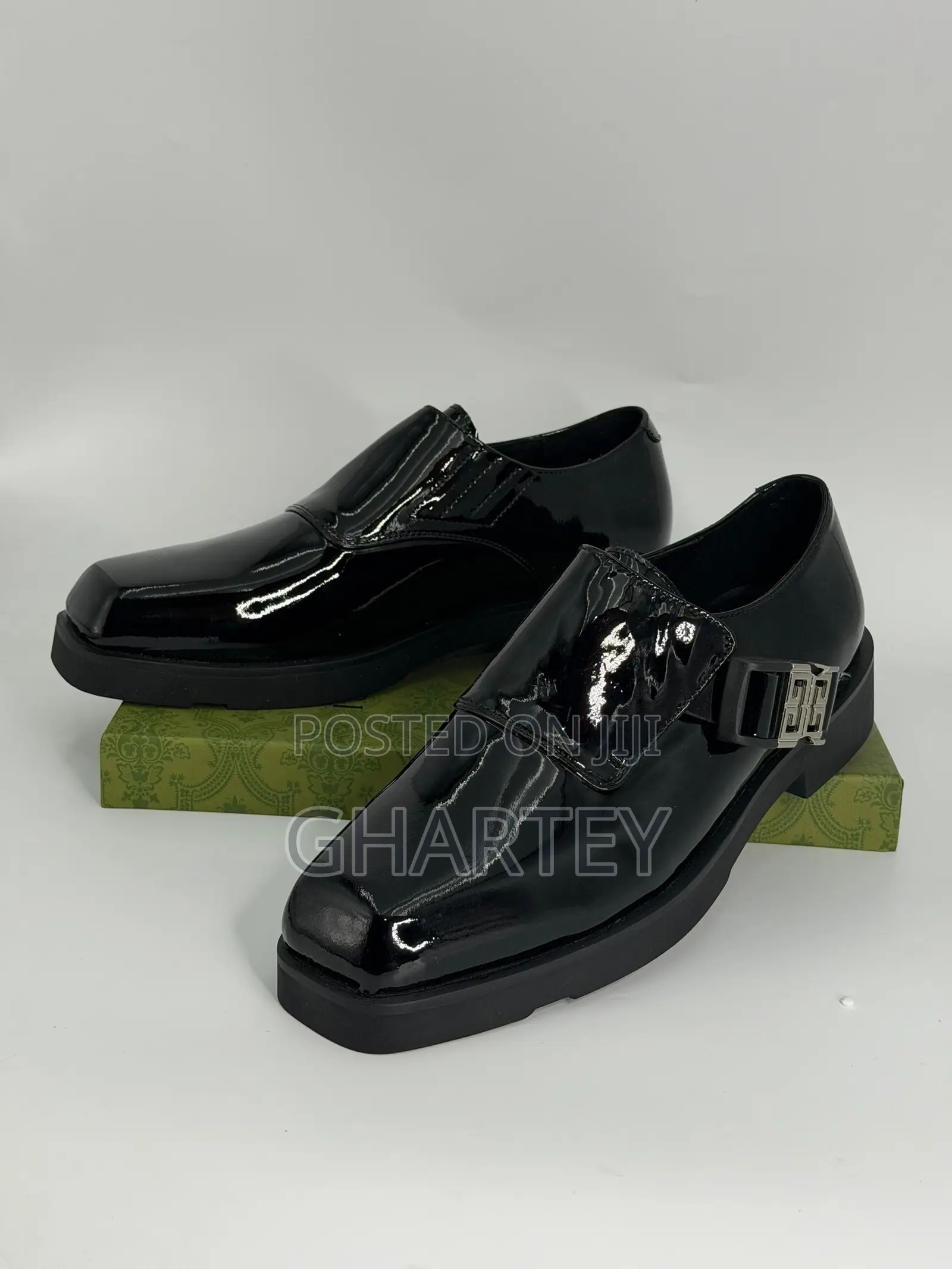 Classic Black Patent Leather Monk Strap Shoes