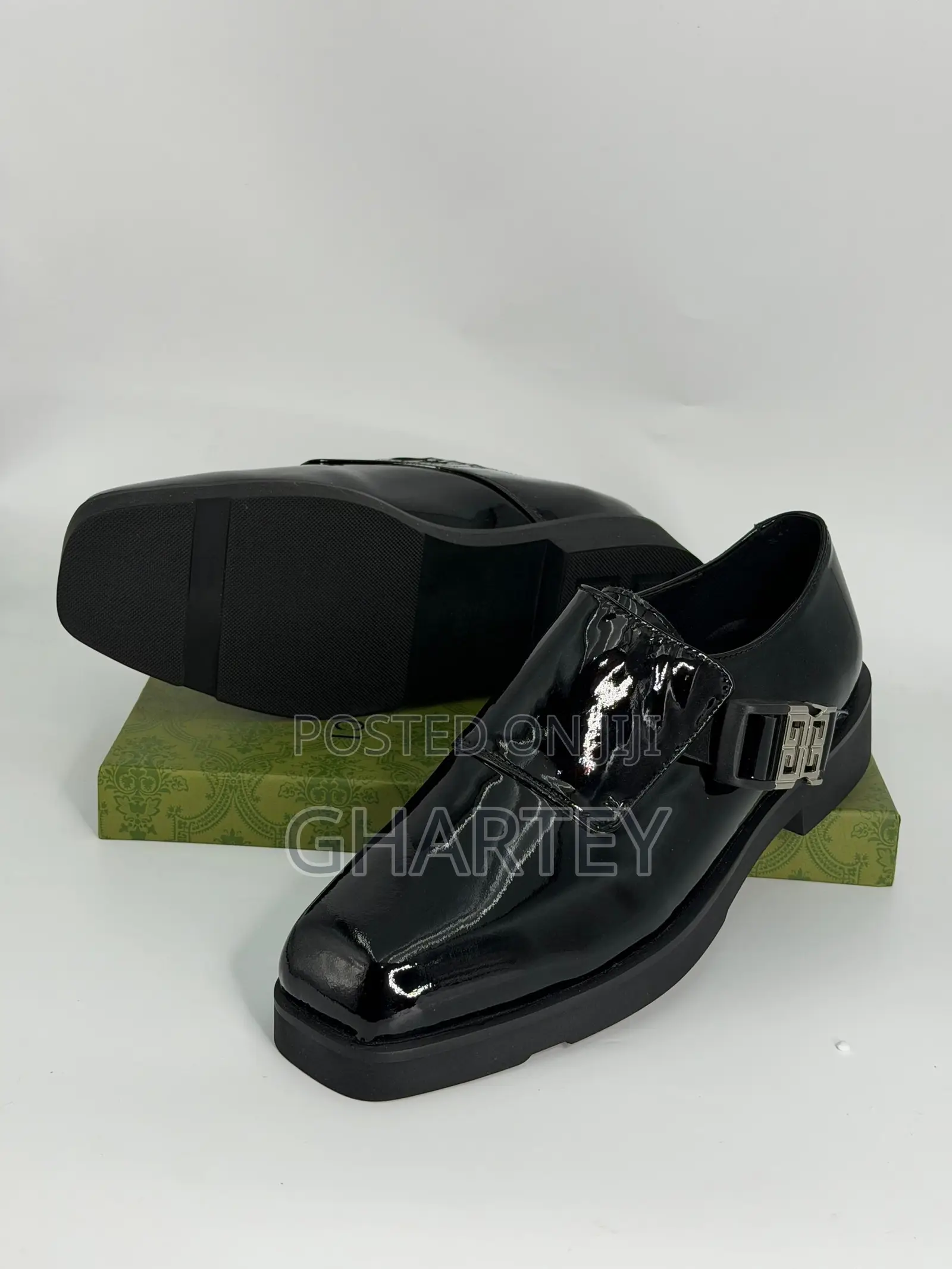 Classic Black Patent Leather Monk Strap Shoes