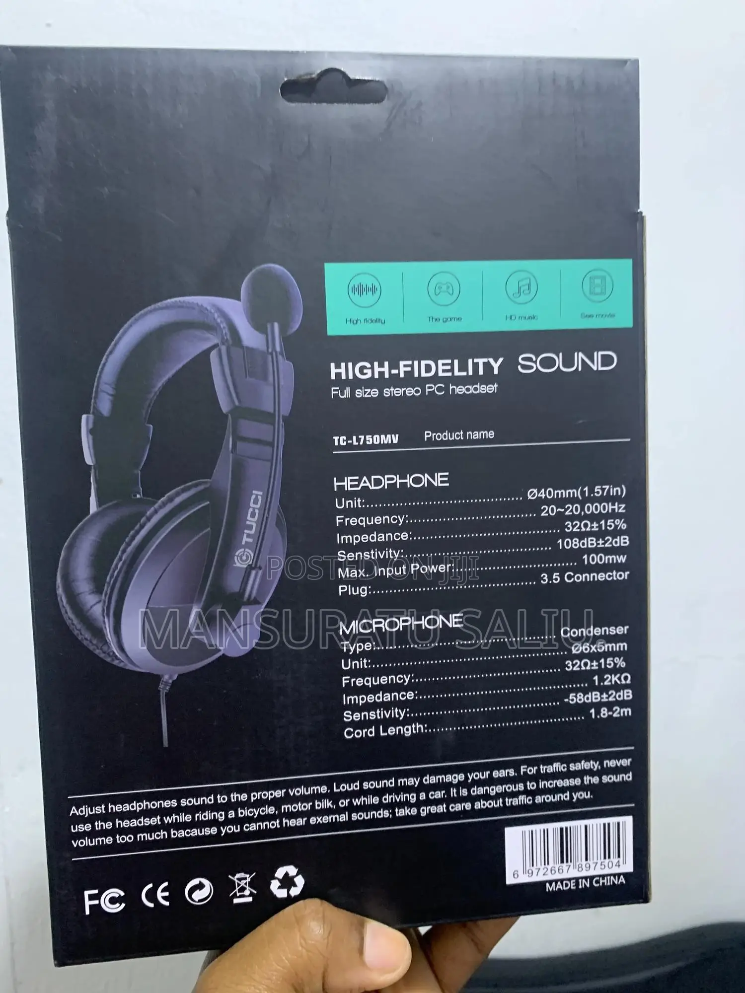 Tc- L750mv Full Size Stereo Pc Headset