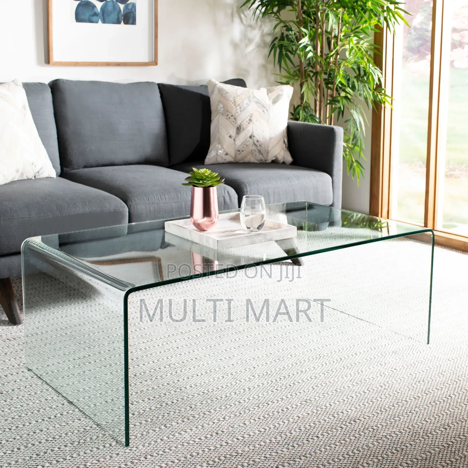 Heavy Duty Coffee Tempered Glass Center Table Living Room Table Curved
