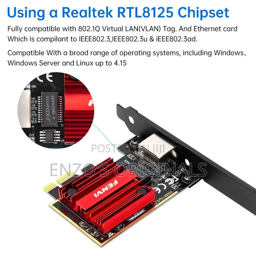 Fenvi 2.5g Gigabit Pcie Ethernet Card Rtl8125 2500mbps Rj45 Lan Nic