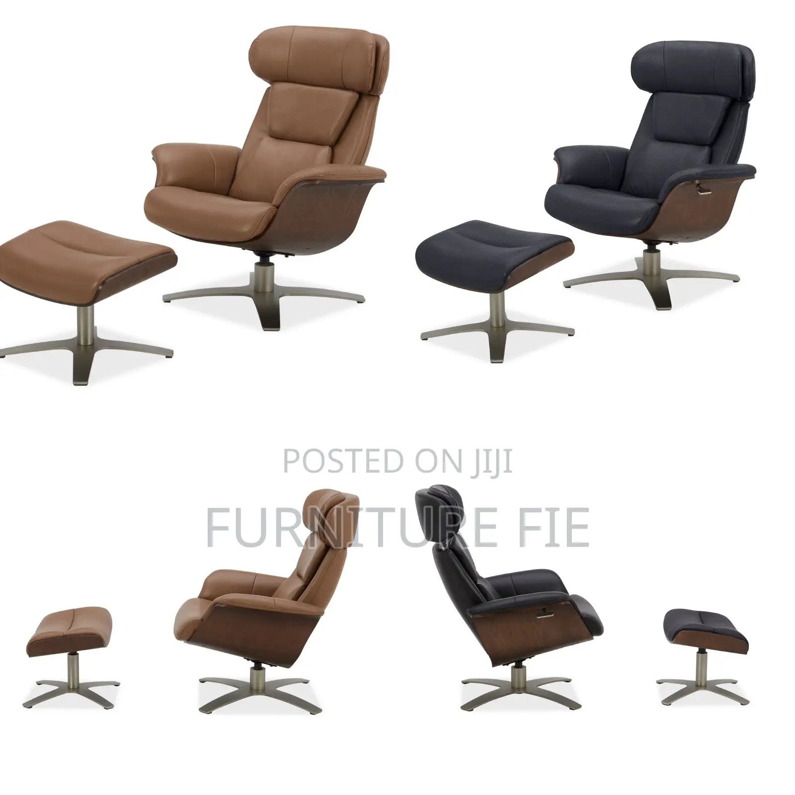 Janer Leather Swivel Chair Ottoman Set, Created for Macy’S