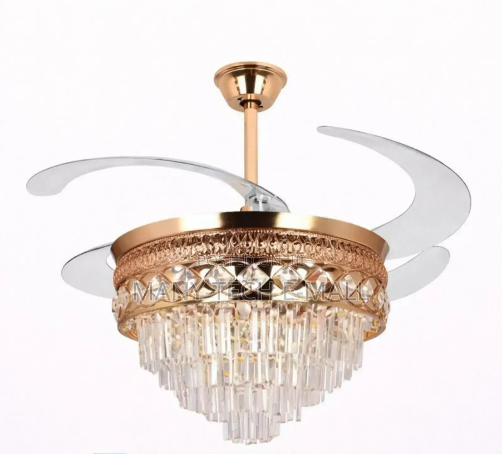Crystal Golden Ceiling Fan Light.