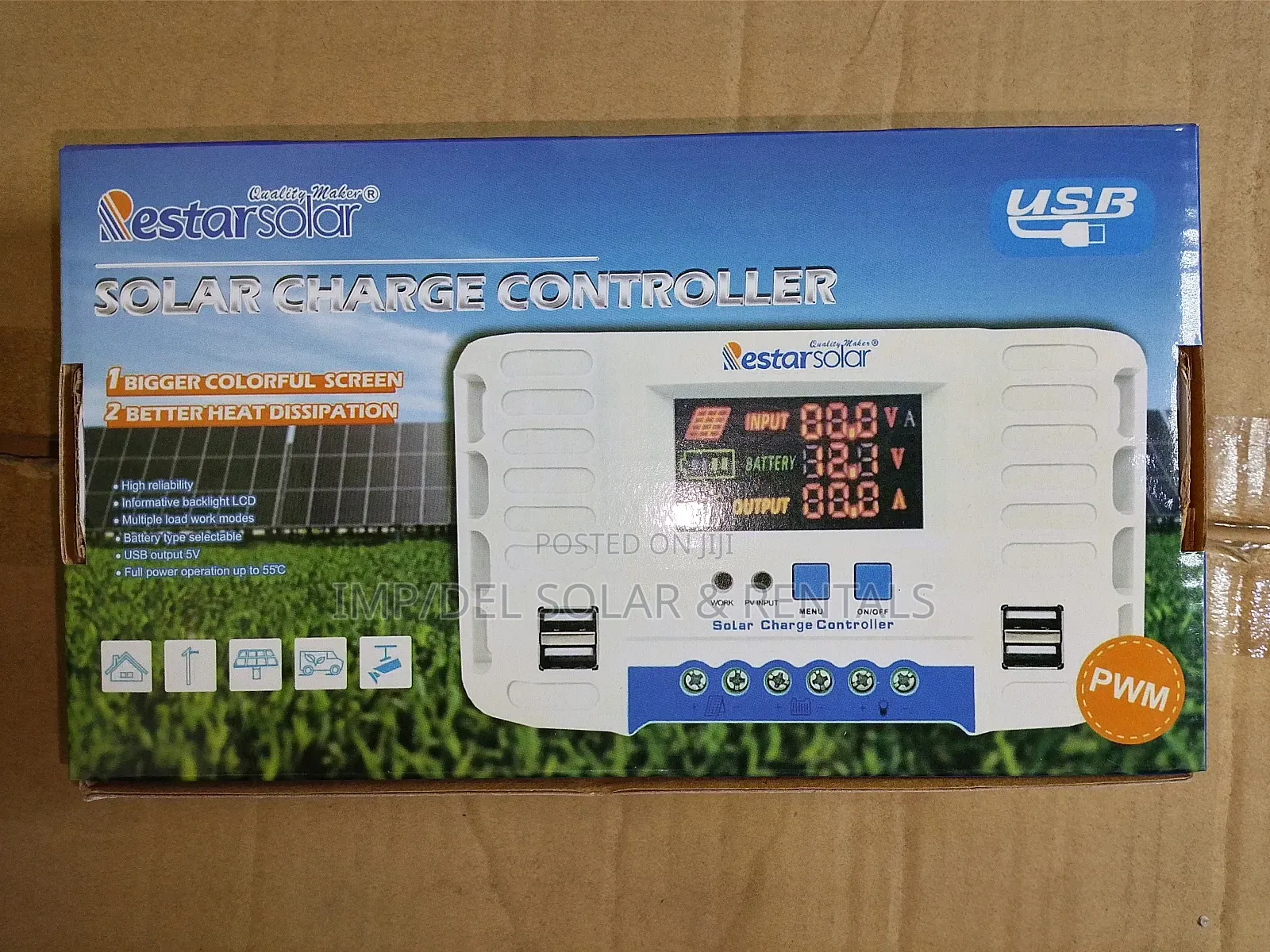 Hi-Tech 60a PWM Solar Charge Controller With 4 USB Ports 12v/24v