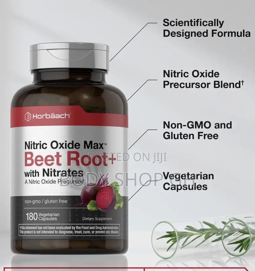 Horbäach Nitric Oxide Booster With Beet Root Capsules | 180 Count |
