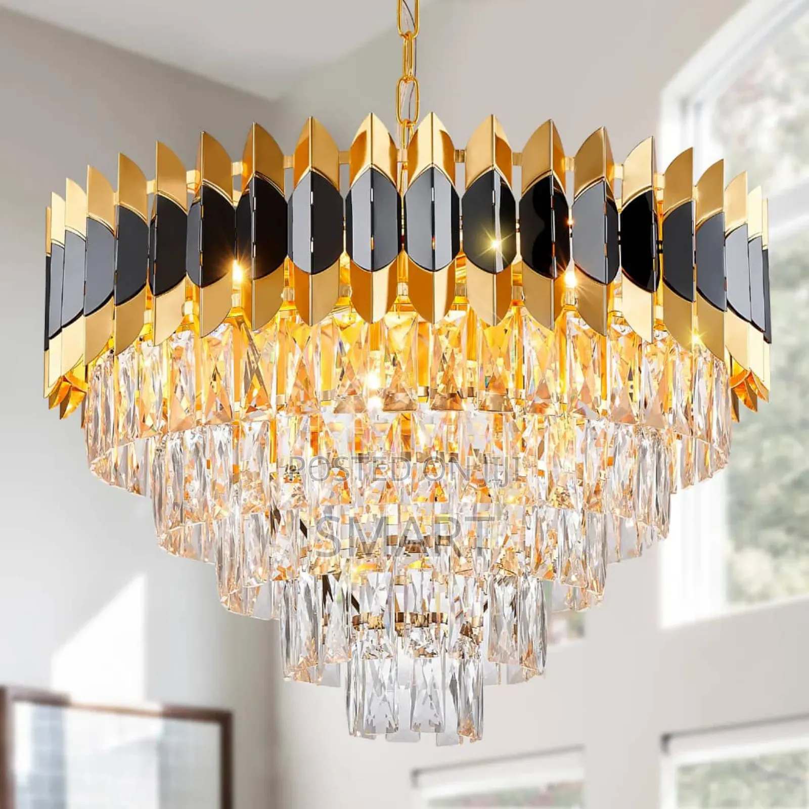 Decorative Luxury Chandelier. Black and Gold