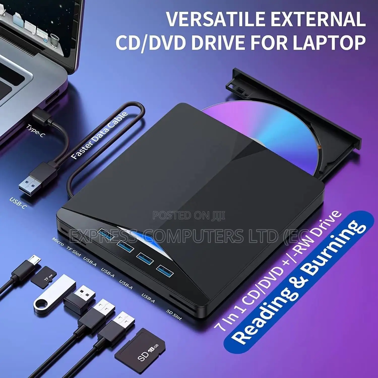 Heatz Zy17 External DVD-Rw Versatile 7-in-1 Usb Hub Original