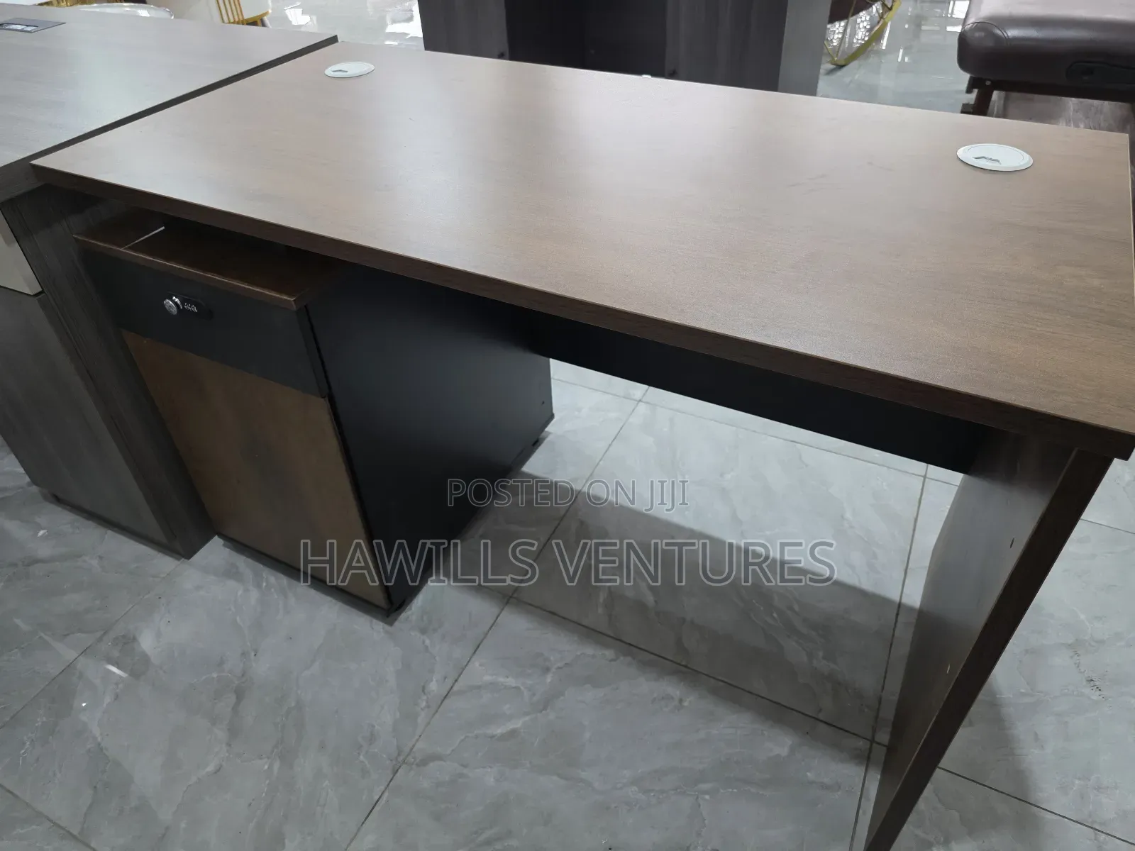 Brown and Dark Gray Office Desk