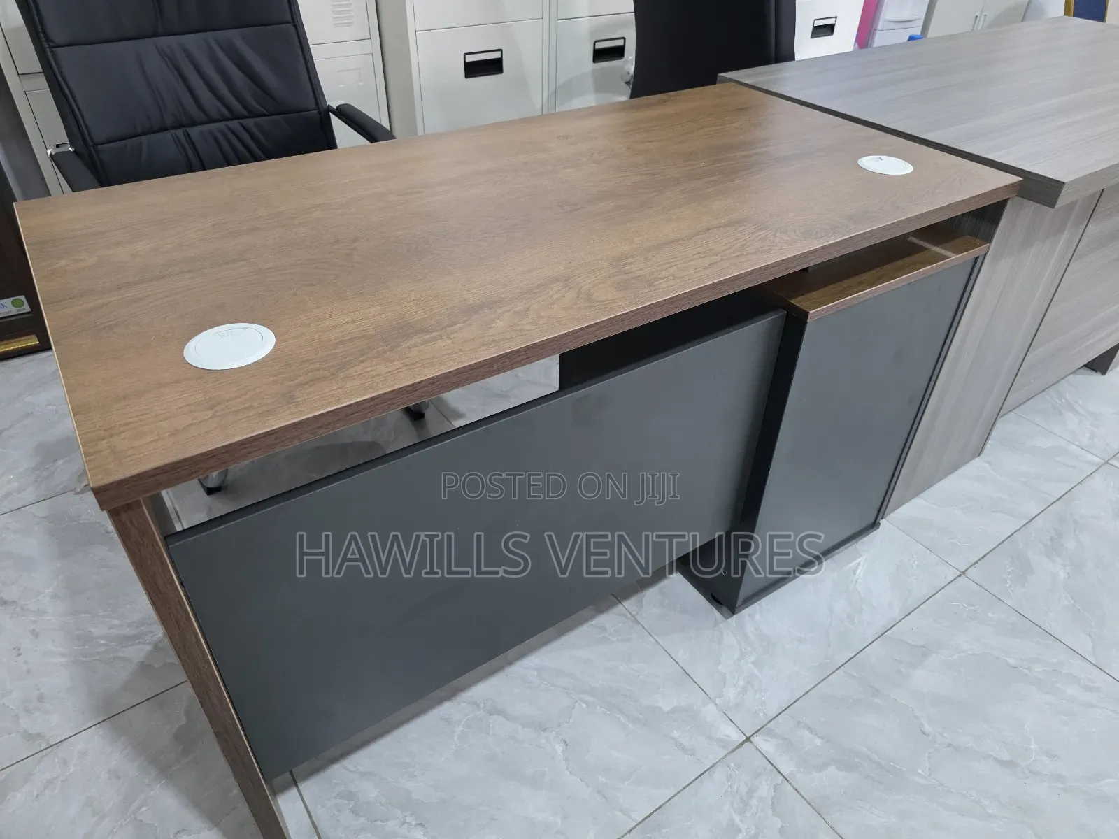 Brown and Dark Gray Office Desk