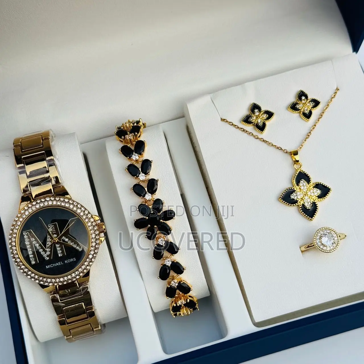 Ladies Watch + Bracelet + Necklace + Earrings Set