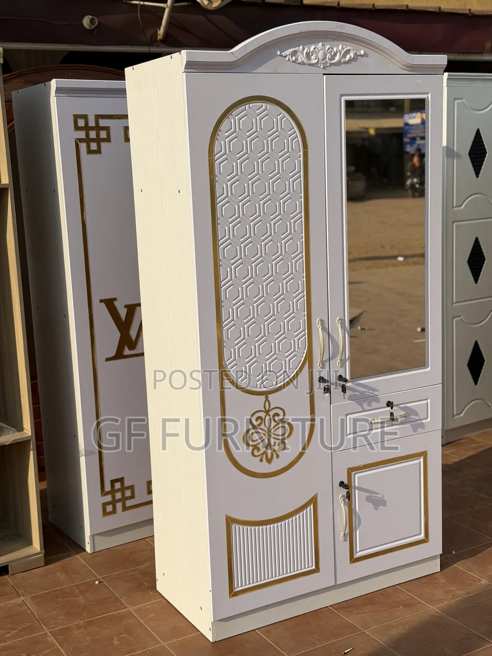 2-in-1 Wooden Wardrobe With Mirror