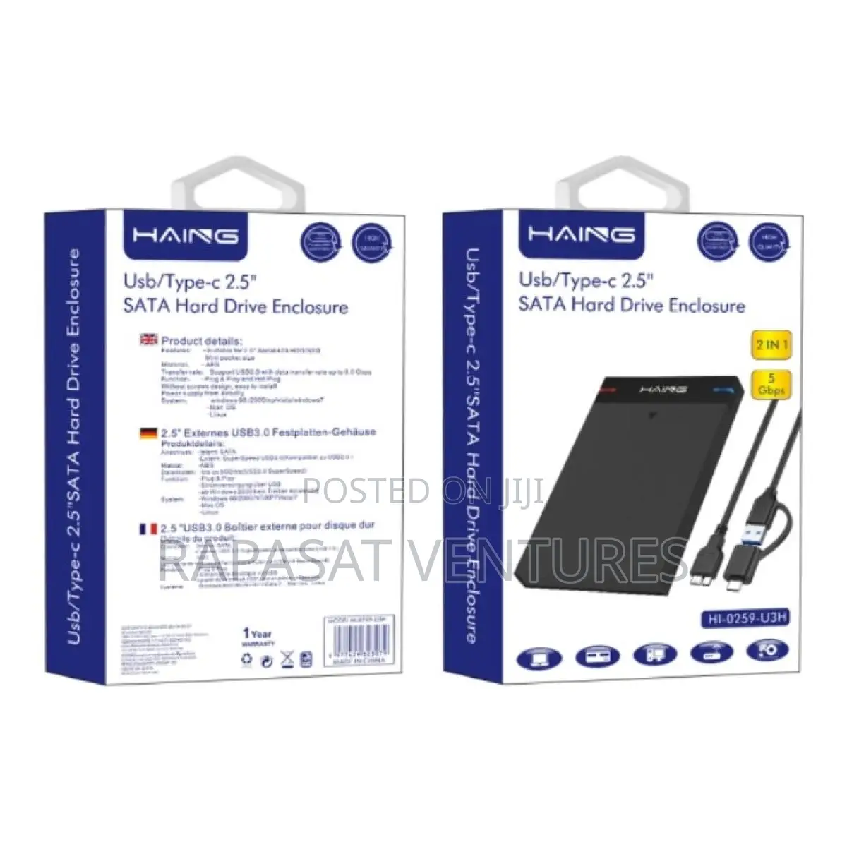 Haing Usb Type-C 2.5" Sata Hard Drive Enclosure