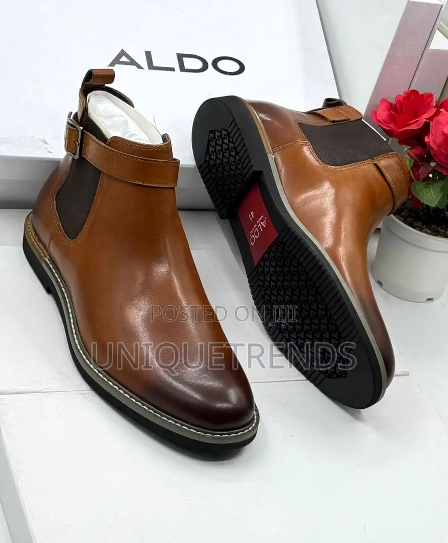 High Quality Aldo Leather Ankle Boots (Brown)