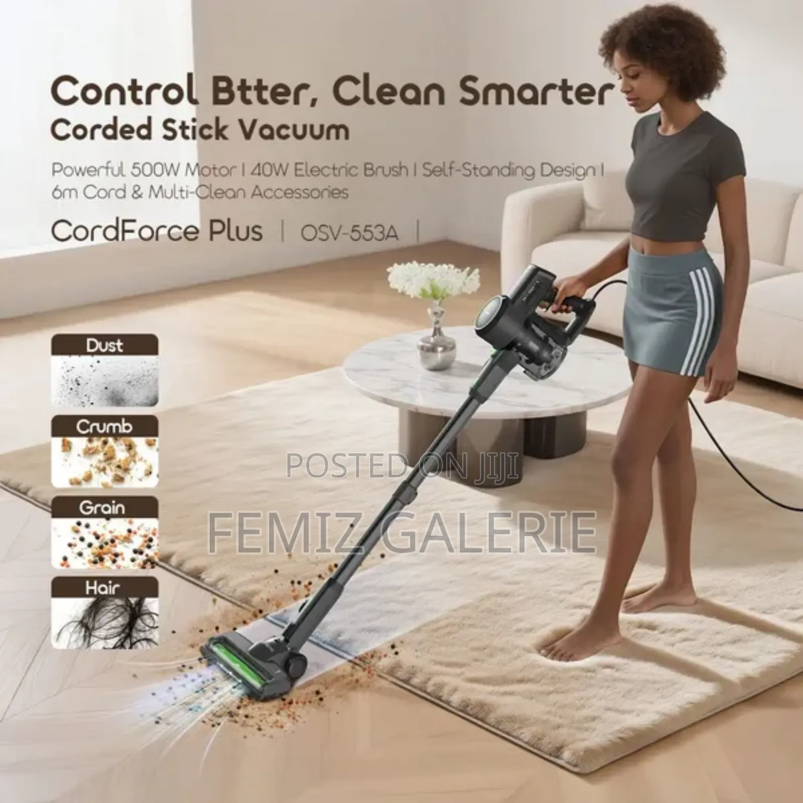 Oraimo Cordforce Plus Corded Stick Vacuum 500w Motor