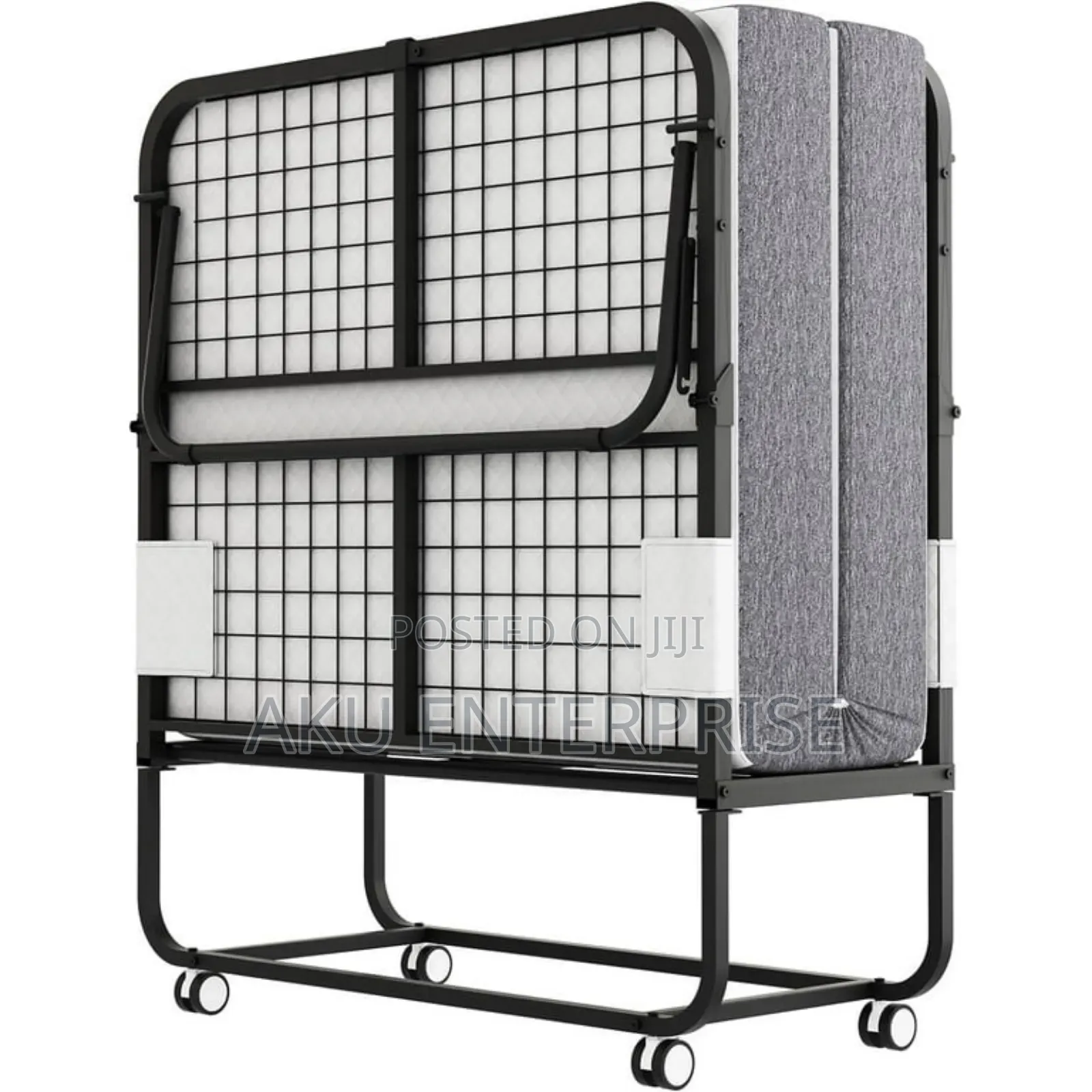 Folding Bed With Mattress Rollaway Bed for Guests, Sturdy Frame