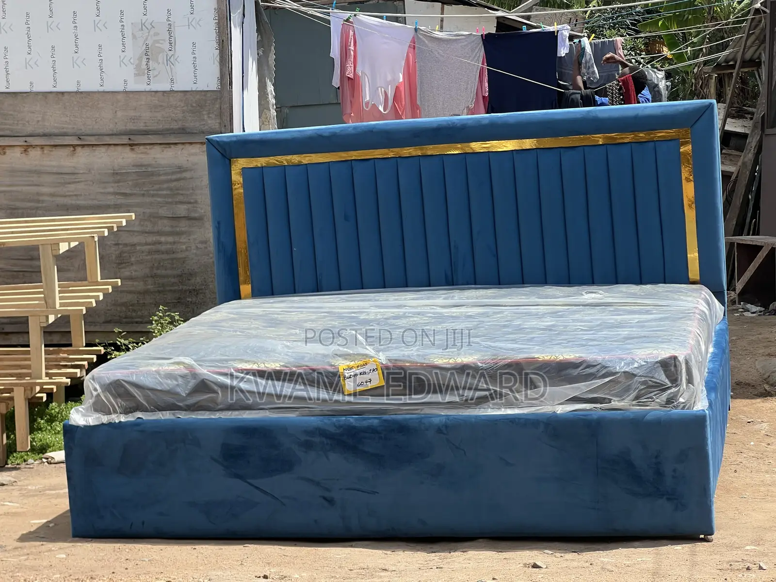 Light Blue King Size Bed Frame With Mattress Available for Pick
