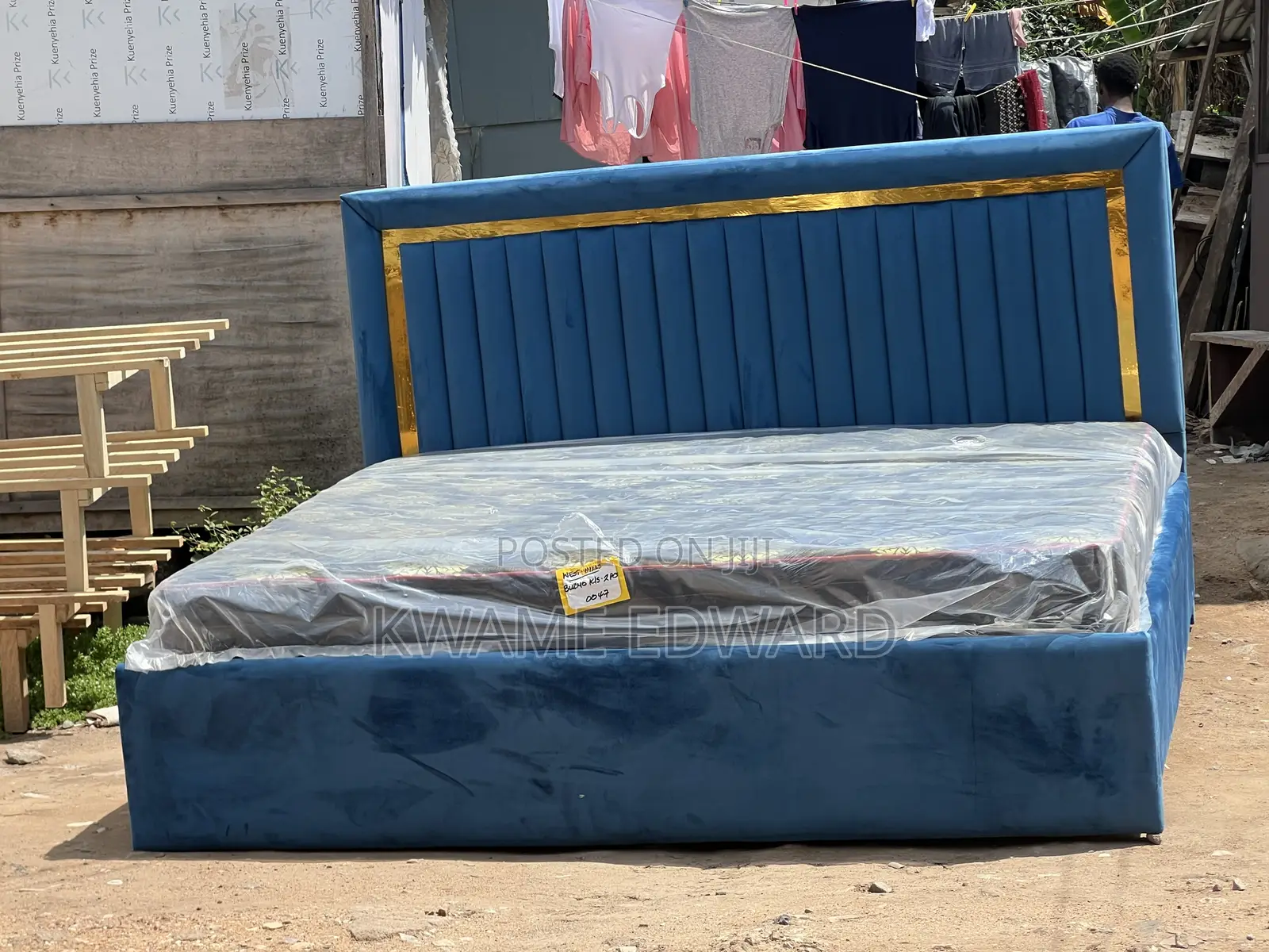 Light Blue King Size Bed Frame With Mattress Available for Pick