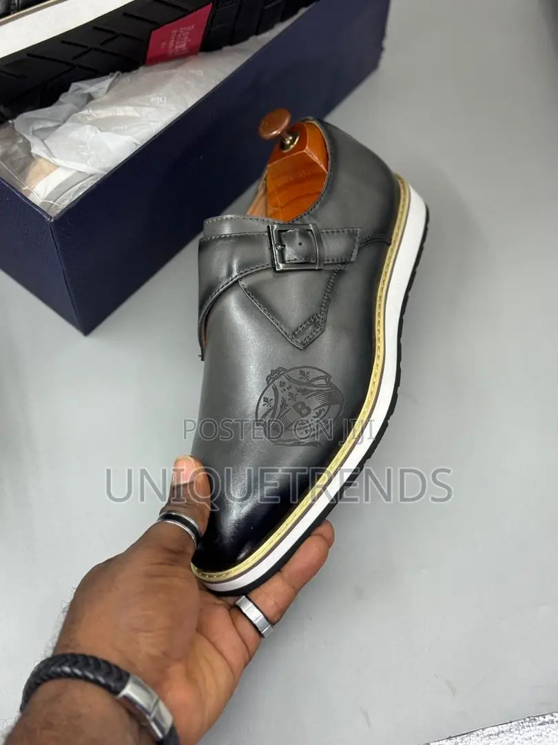 Berluti Single Monk Strap Leather Shoe (Grey)