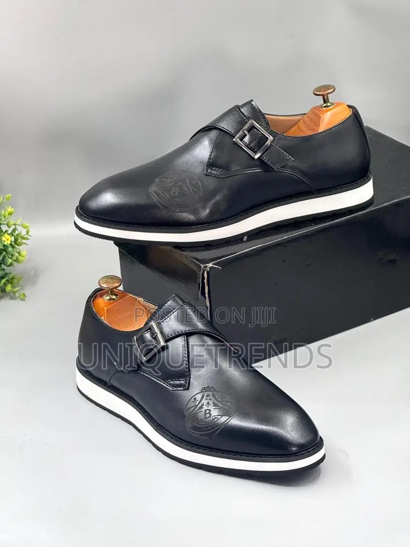 Berluti Single Monk Strap Leather Shoe (Black White)