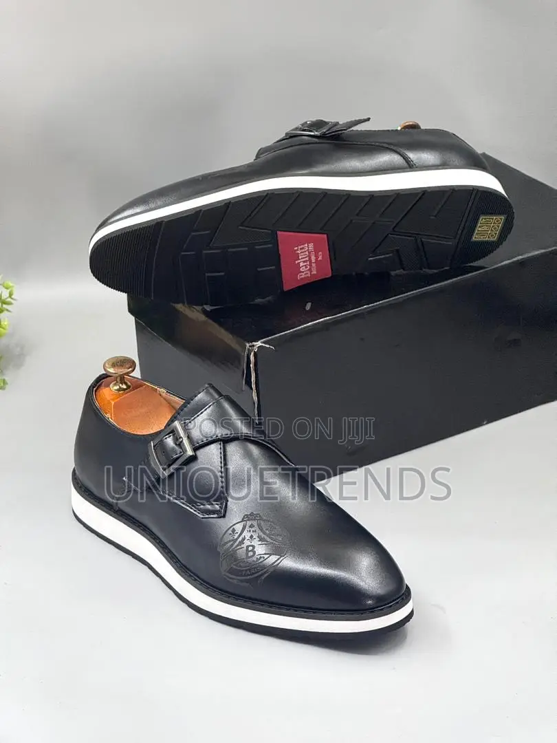 Berluti Single Monk Strap Leather Shoe (Black White)