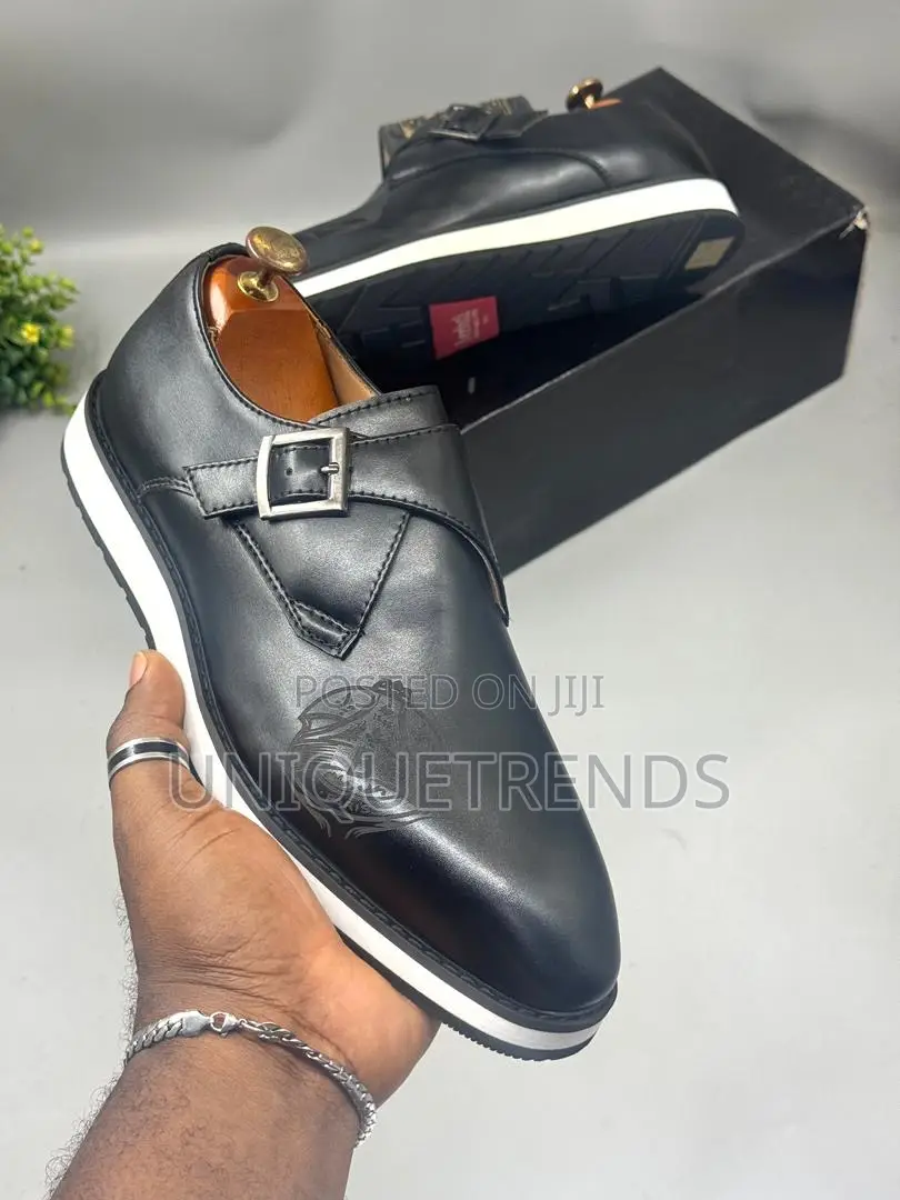 Berluti Single Monk Strap Leather Shoe (Black White)